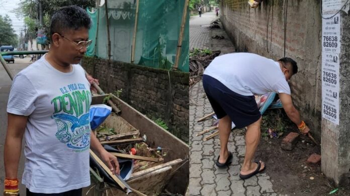 Pijush Hazarika Joins Cleanliness Drive, Praises GMC Sanitation Workers in Guwahati