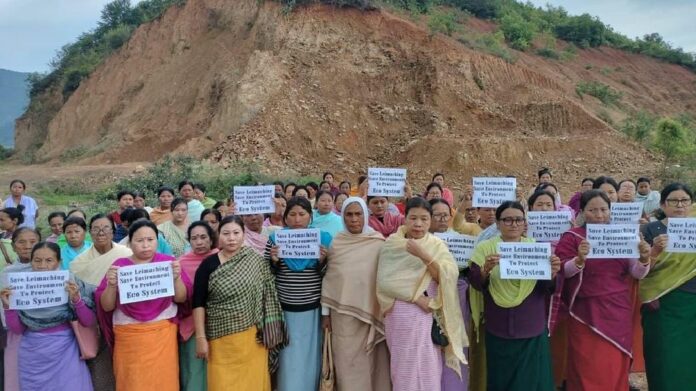 Manipur Residents Protest Alleged Earth Cutting at Leimaching Hill, Demand Immediate Action