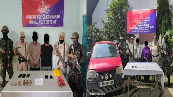 Six Insurgent Cadres Arrested in Manipur Operations, Arms and Extortion Materials Seized