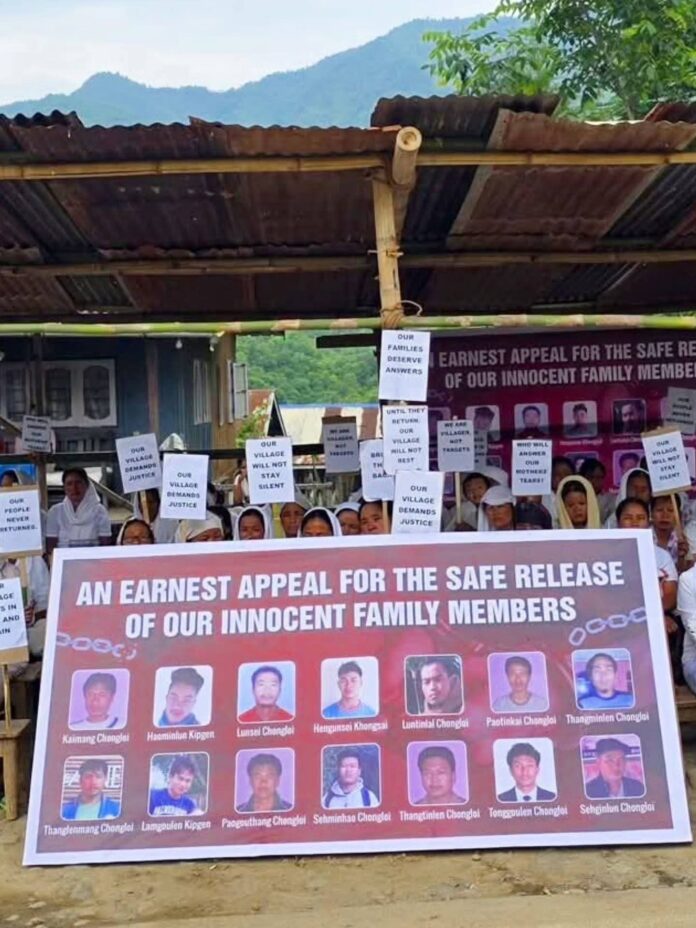 Families of Abducted Taphou Kuki Villagers Continue Protest in Manipur Demanding Immediate Release