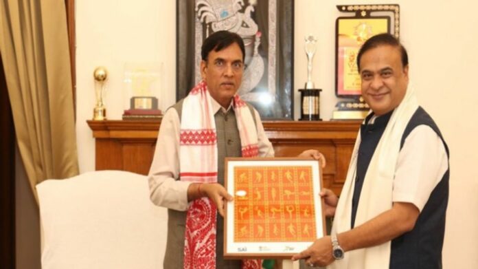 Himanta Biswa Sarma, Mansukh Mandaviya Discuss Sports Infrastructure and Worker Welfare in Assam