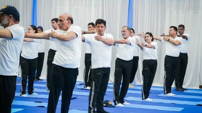 Rajnath Singh Leads International Yoga Day Celebrations with Armed Forces in Shillong