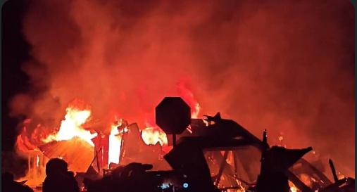 Late-Night Fire Guts 20–25 Shops at Hailakandi Market, Probe Underway