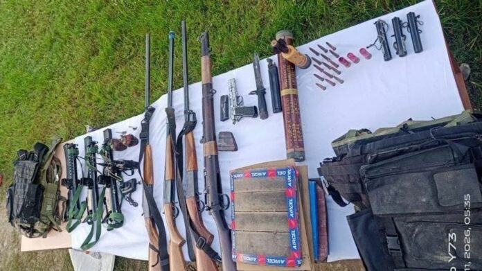 Arms, Ammunition and Military Gear Recovered in Manipur's Kakching