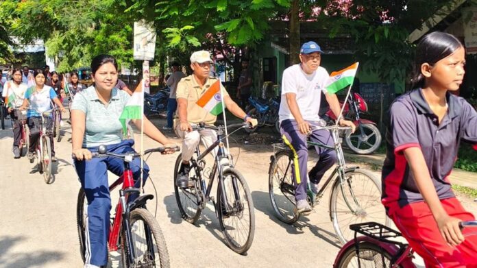 Morigaon Holds Cycle Rally to Mark Independence Day, Har Ghar Tiranga and Vande Mataram Milestone