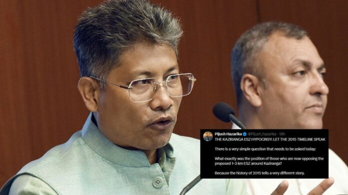 Assam Minister Pijush Hazarika Accuses Critics of Political U-Turn on Kaziranga ESZ