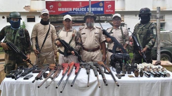 Arms, ammunition and explosives recovered near Indo-Myanmar border in Manipur