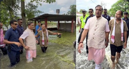 Akhil Gogoi Praises Himanta Biswa Sarma for Walking Through Floodwaters During Sivasagar Visit