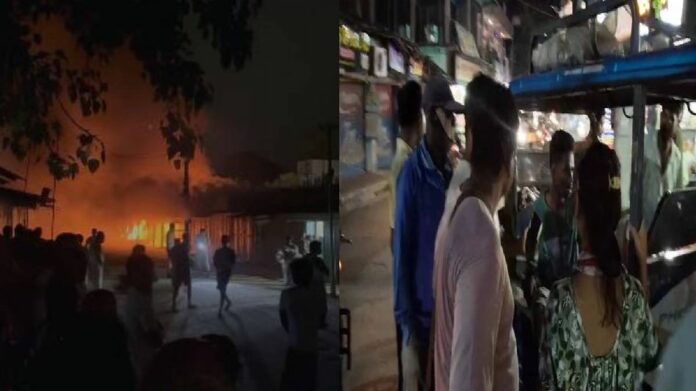 Massive fire guts over 15 shops at Dangtal market in Chirang