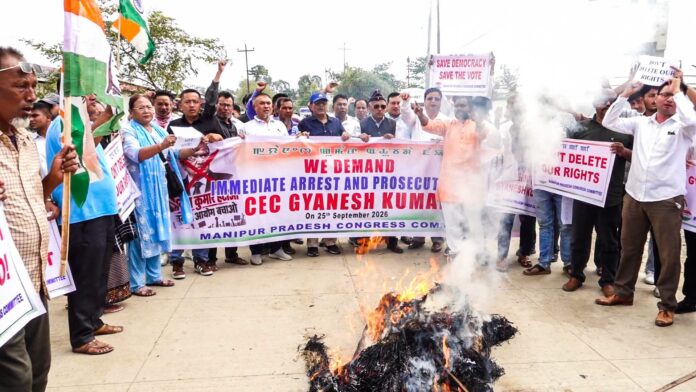 Manipur Congress protests against CEC Gyanesh Kumar, tear gas fired