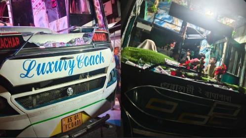 Night Super Buses Attacked in Meghalaya’s Tikrikilla, Drivers Injured