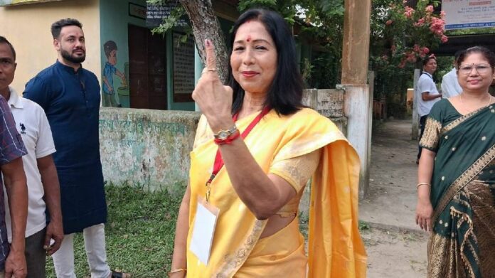 Nagaon bypoll: Congress candidate Sibamoni Bora casts vote