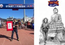 Assam Artist Michael Mili Captures Tawang Marathon in Finger-Drawn Sketch